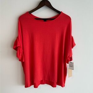 NWT Halogen Red Ruffle Sleeve Top in Bittersweet Red